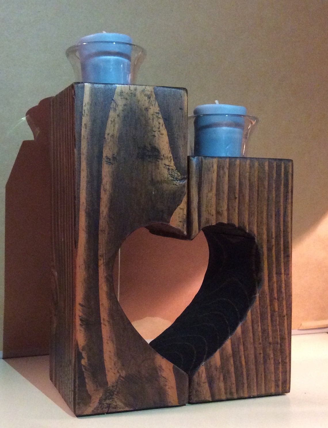 Grand Bougeoir Coeur En Bois, Déco Rustique, D'occasion