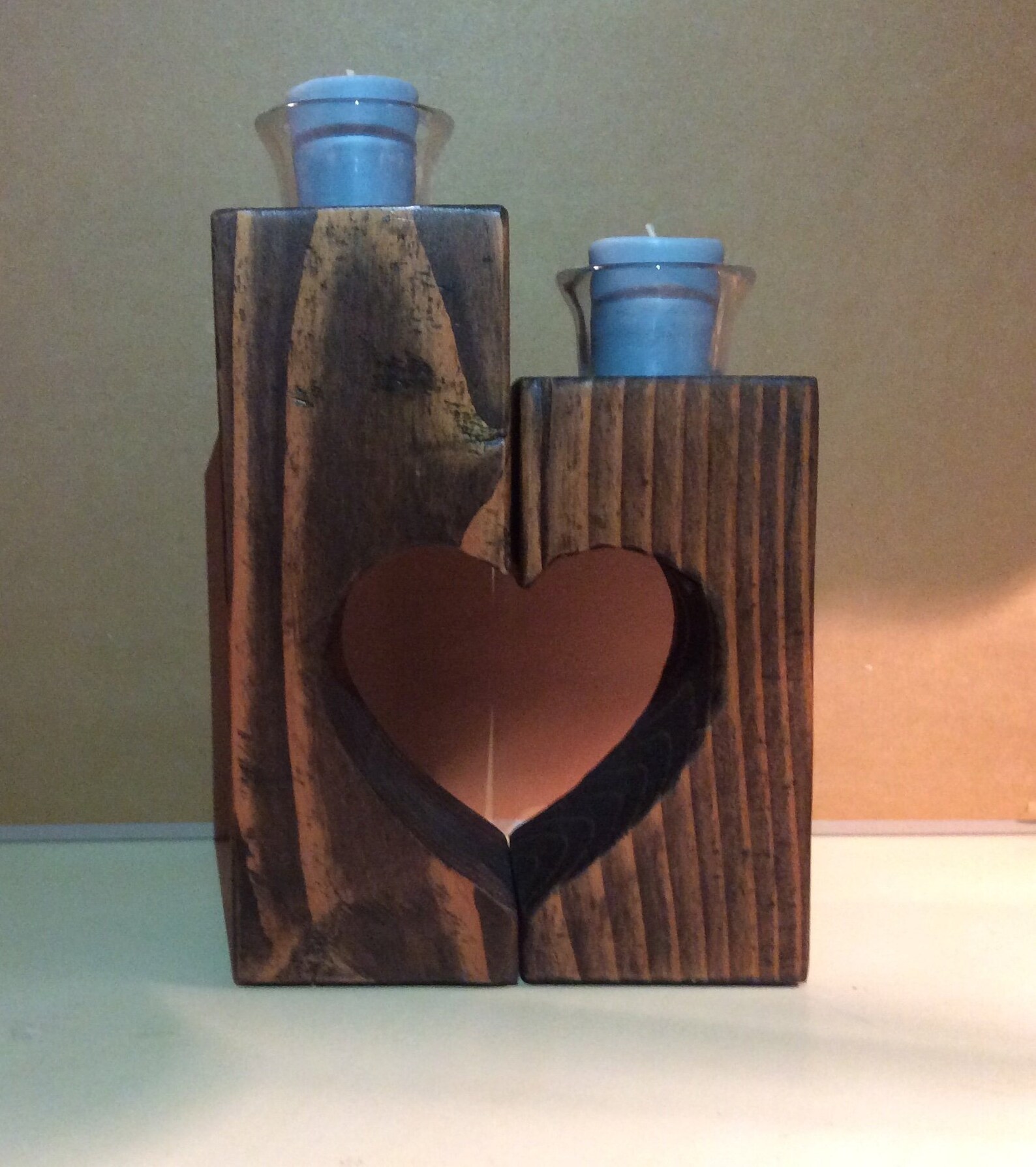 Wooden Heart Candle Holders Etsy