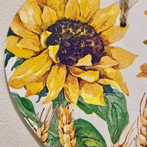 Sunflowers 15cm Decoupaged Wooden Heart Plaque / Sunflower Decor image 2