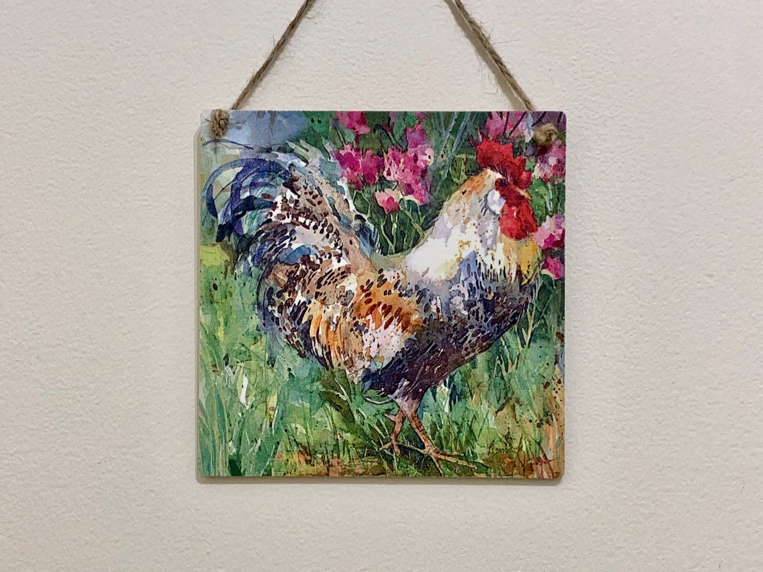Rooster Rustic 15cm Decoupaged Wooden Plaque / Kitchen Decor Etsy