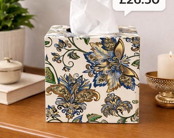 Handmade Wooden Tissue Box / Tissue Box Holder / Tissue Box Cover / Indian inspired home decor  / Boho floral tissue box holder