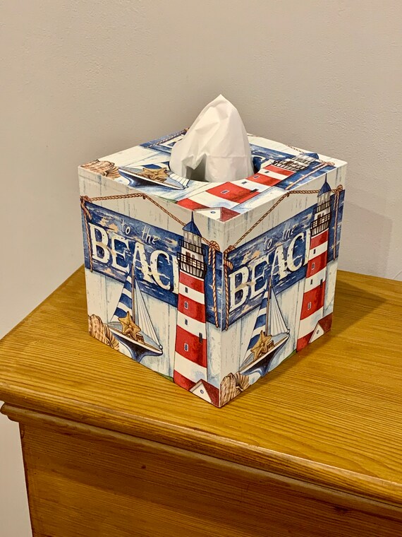 Tissue Box Cover Seaside Decor Beach Decor Tissue Box Holder Tissue Box Storage Etsy UK
