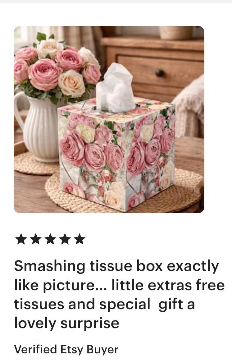 Tissue Box Cover With Pink Rose Pattern / Shabby Decor / Mothers Day ...
