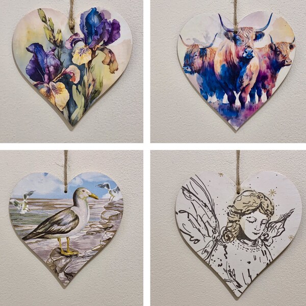 SALE SECTION - 15cm decoupaged wooden heart plaque