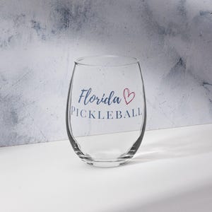 Florida Pickleball Stemless Wine Glass