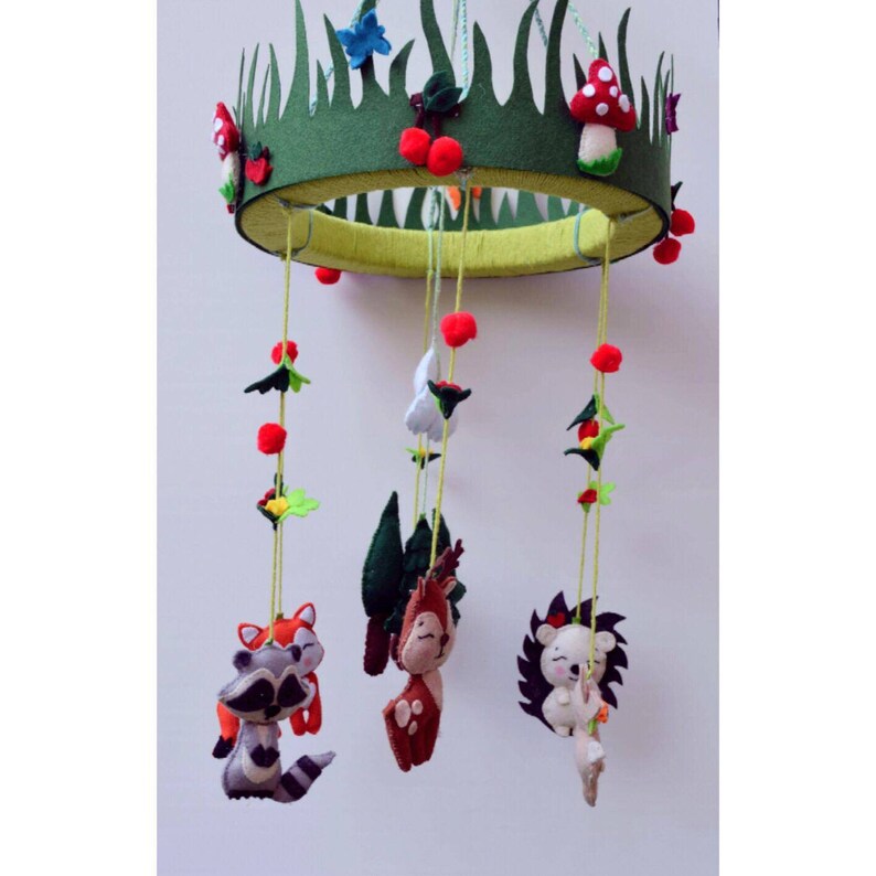Felt Animals Mobile for Nursery Etsy