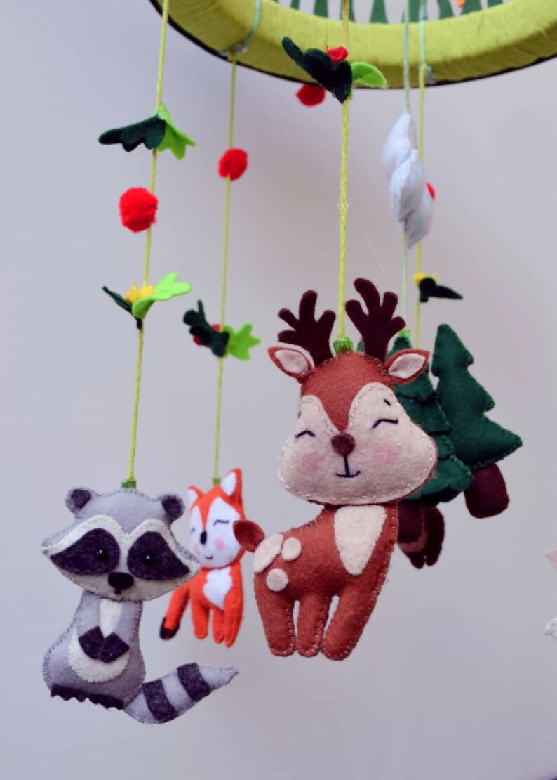 Felt Animals Mobile for Nursery Etsy