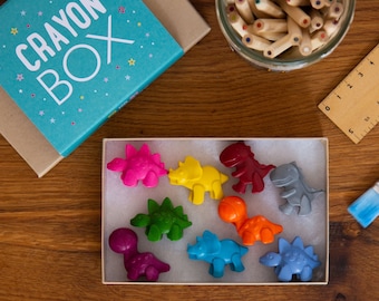 Dinosaur crayons - dinosaur gift - dinosaur present - wax crayons