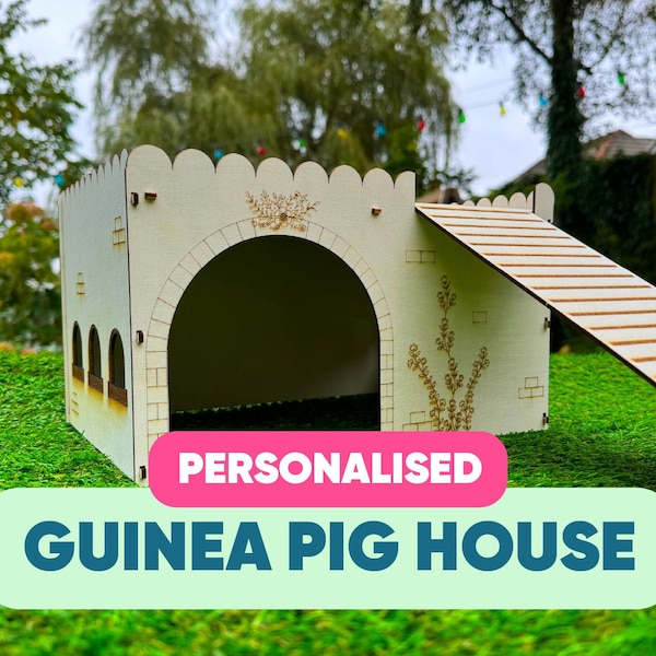 Guinea Pig Wooden House, Wooden Pet Playhouse, Castle Hide, Cavies Shelter, Cavy Castle