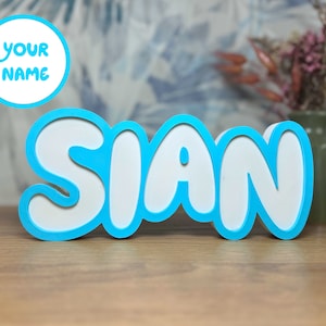 Personalised Bluey Inspired Desk Name Sign | Gift for Bluey Fans | Kids Room Decoration | Custom Name Plaque | Kids Room Decor