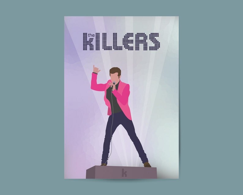 Cartel digital de The Killers Band - Brandon Flowers in Pink / Descarga digital / Cartel de música / Impresión de música en vivo / Cartel de la gira imagen 1