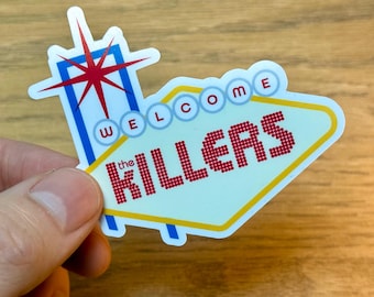 Pegatina de bienvenida a Las Vegas inspirada en The Killers: calcomanía de vinilo para computadoras portátiles, teléfonos y cuadernos