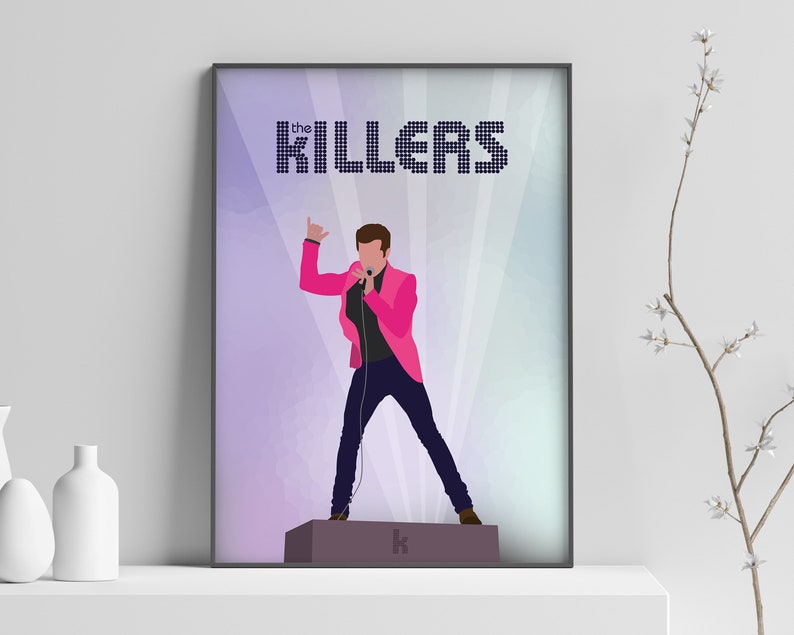 Cartel digital de The Killers Band - Brandon Flowers in Pink / Descarga digital / Cartel de música / Impresión de música en vivo / Cartel de la gira imagen 2