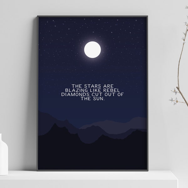 The Killers "The stars are blazing like rebel diamonds cut out of the sun" Art Poster Print | Music Print | Lyric Print | Read My Mind