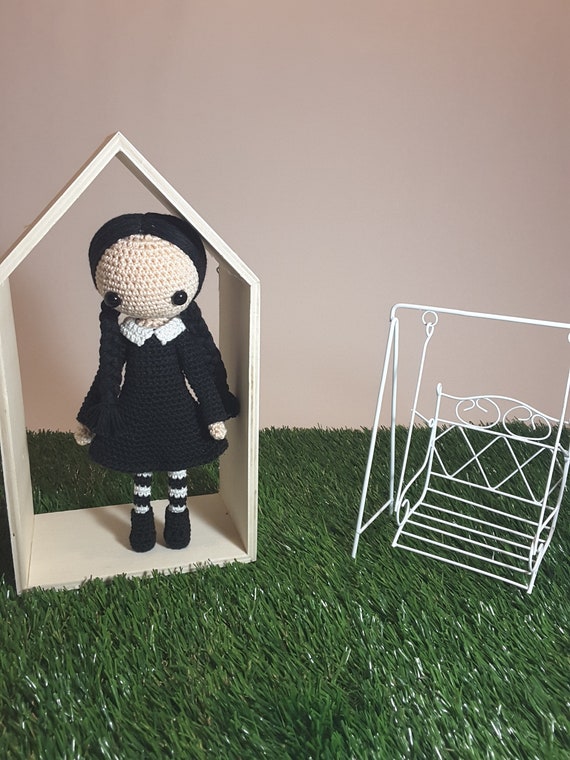 Handmade Dress Me Up Wednesday Addams Crochet Doll Etsy