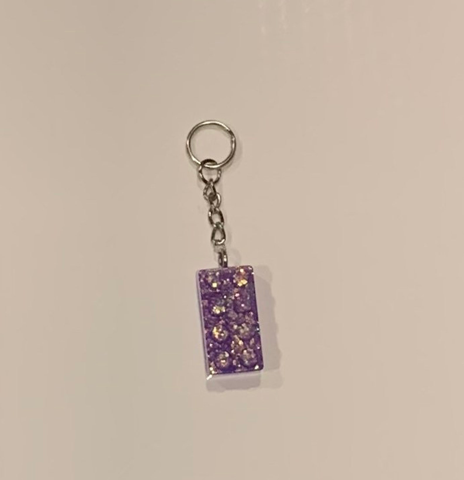 Glittery purple resin lego keychain | Etsy