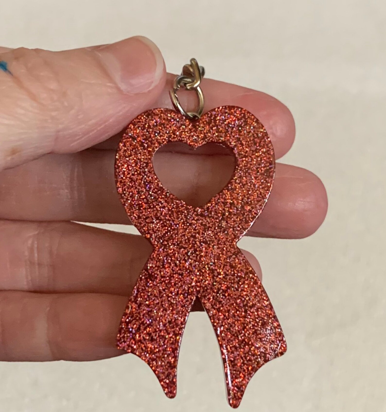 Cancer ribbon and charm keychain Etsy