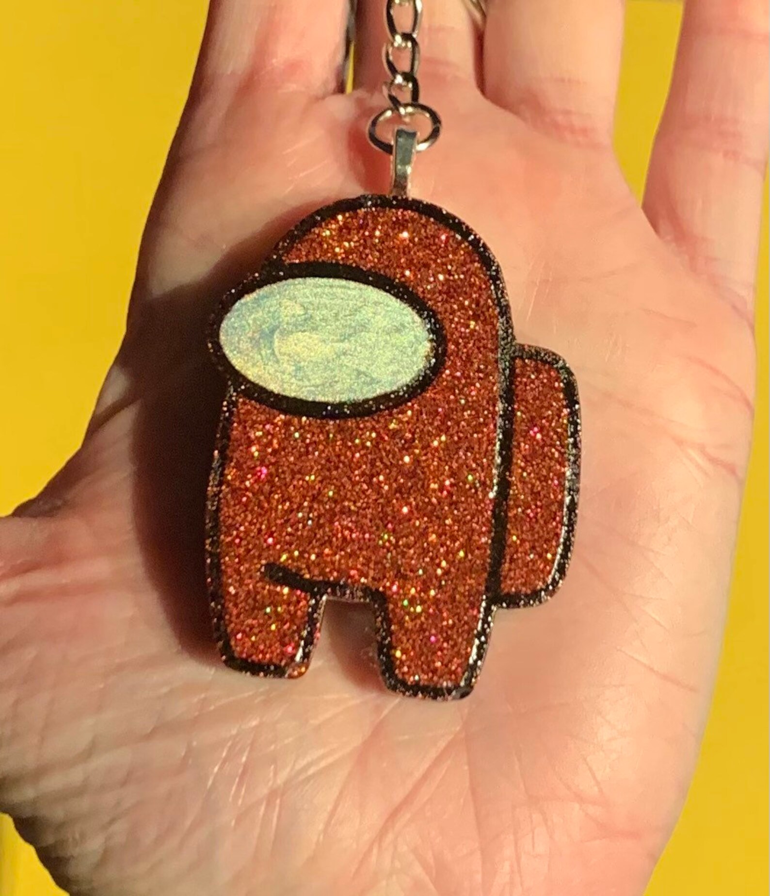 Orange Among Us keychain Etsy