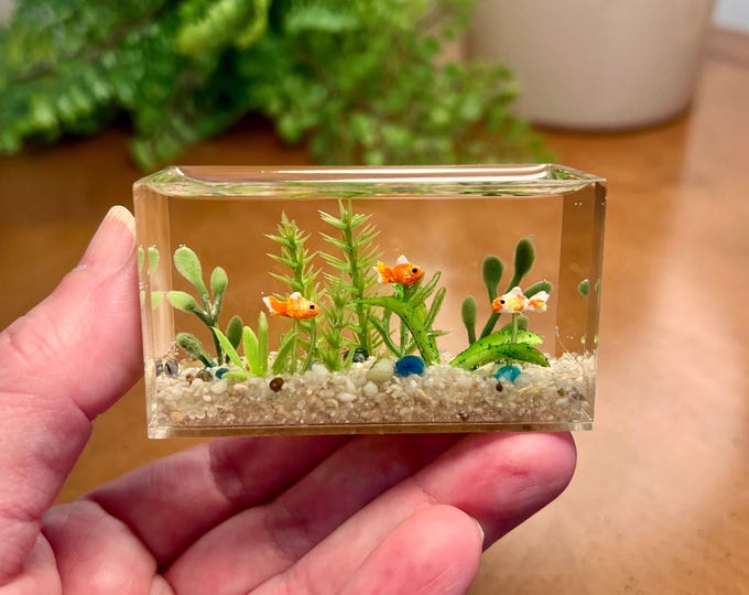 Miniature Goldfish Aquarium, Larger Size, Beige Gravel 1:12 Scale - Etsy