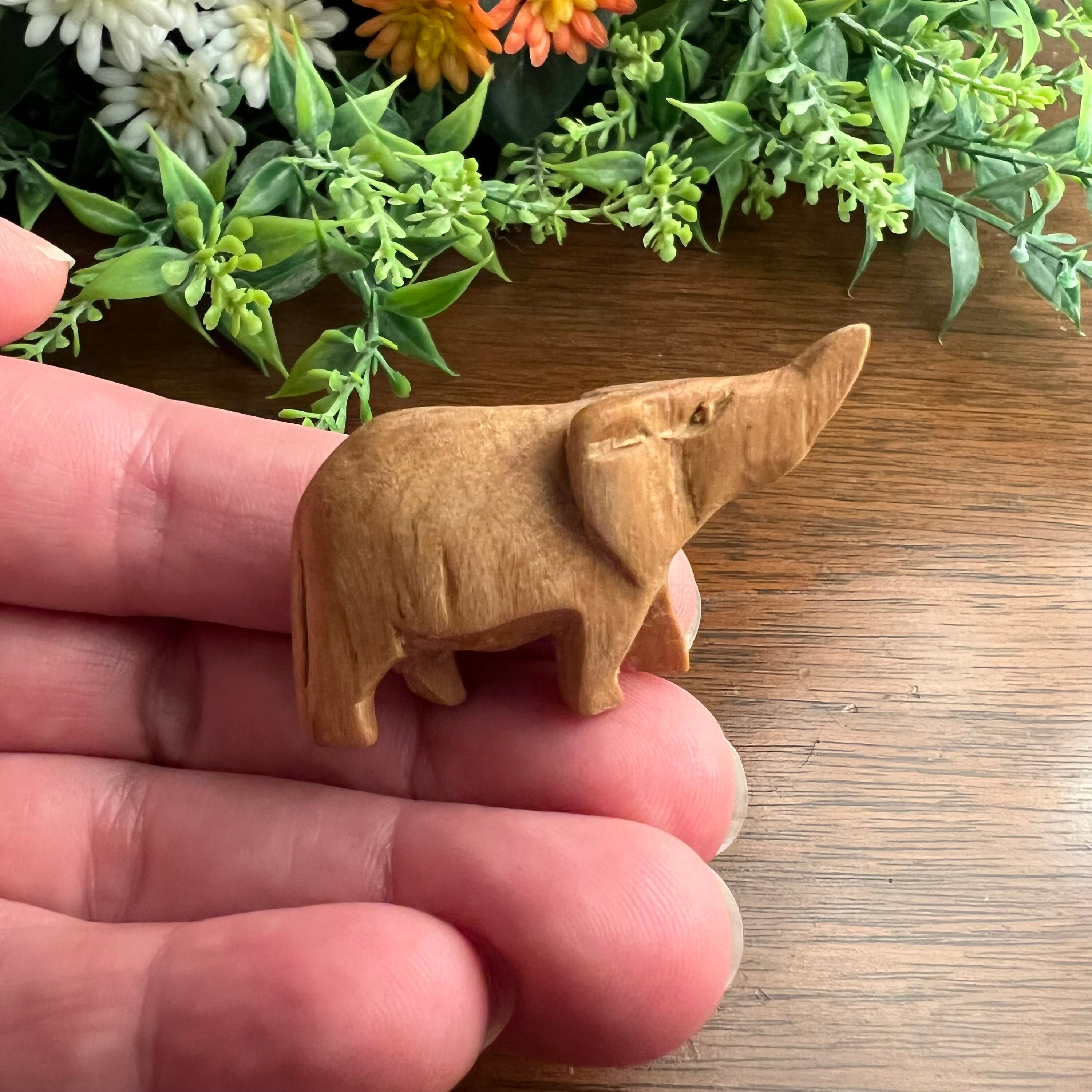 Vintage Miniature Dollhouse Pair Hand Carved Bone Elephant Figural