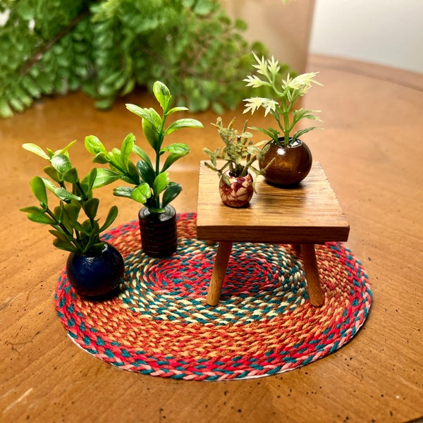 Dollhouse Miniature Plant, 1:16 Scale, Set of 4, Round Blue Pot