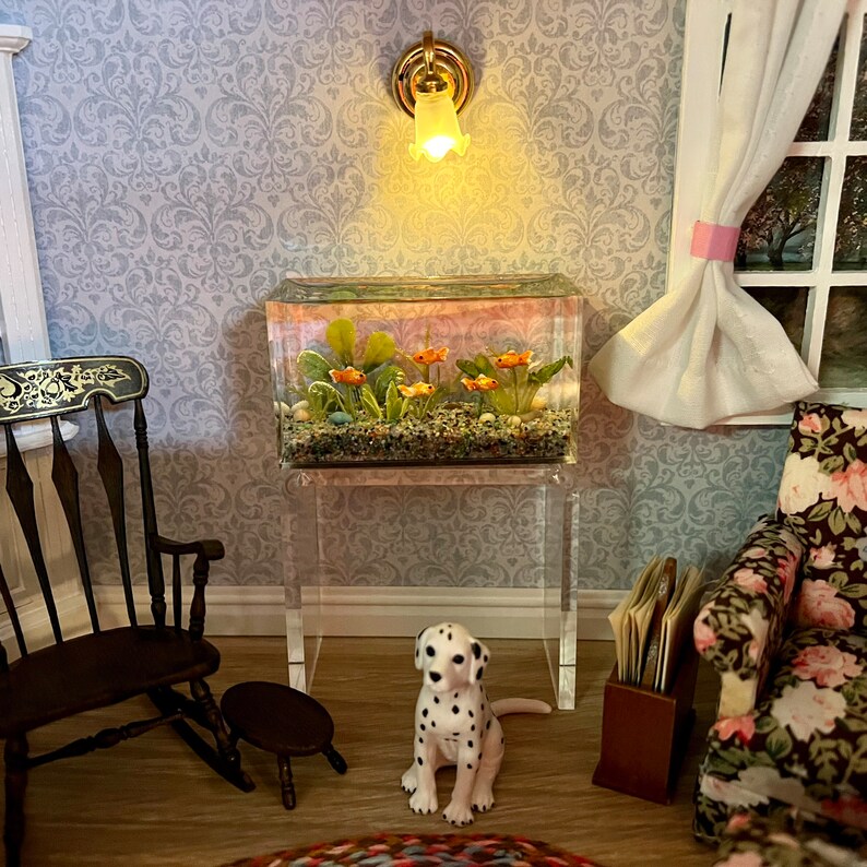 Image showcasing Miniature Goldfish Aquarium Larger Size Beige Gravel 1:12 - Etsy