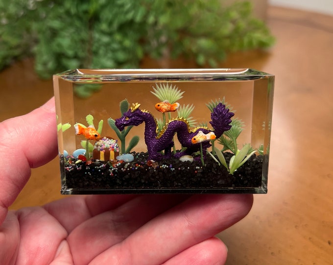 Photo inspiration: Gallery Detail: Miniature Goldfish Aquarium With Dragon And Treasure Chest Black 1