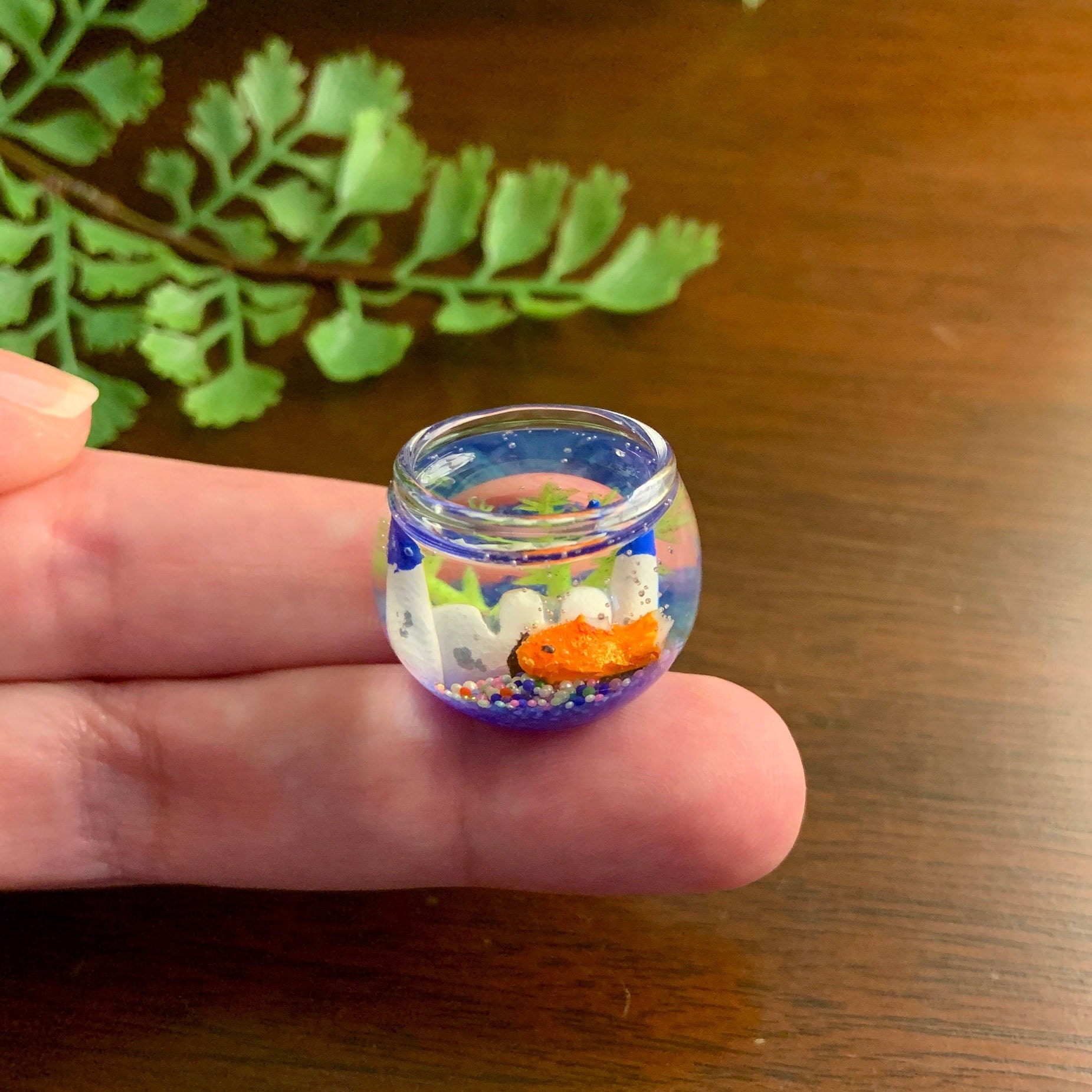 Miniature Fish Bowl Miniature Goldfish with Castle Treasure Etsy