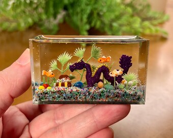 View of Bvdfgk Betta Fish Tank Fish Bowl Desktop Living Room Table Centerpieces ...