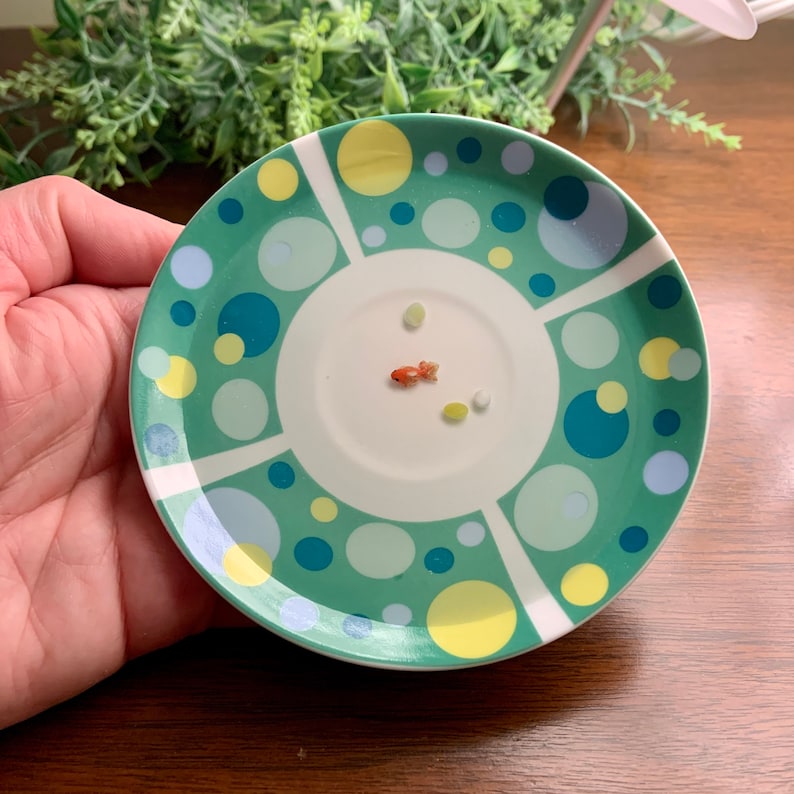 Polka Dot Ring Dish with Miniature Goldfish
