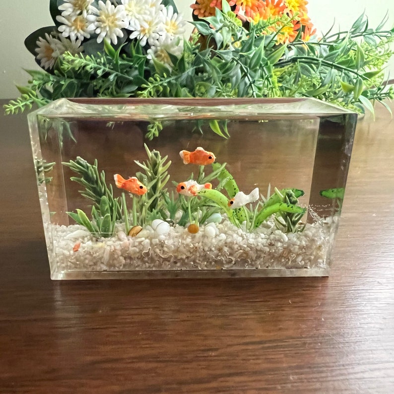 Miniature Goldfish Aquarium Larger Size Beige Gravel 1:12 - Etsy - Mini Goldfish Aquarium Aquarium Gravel