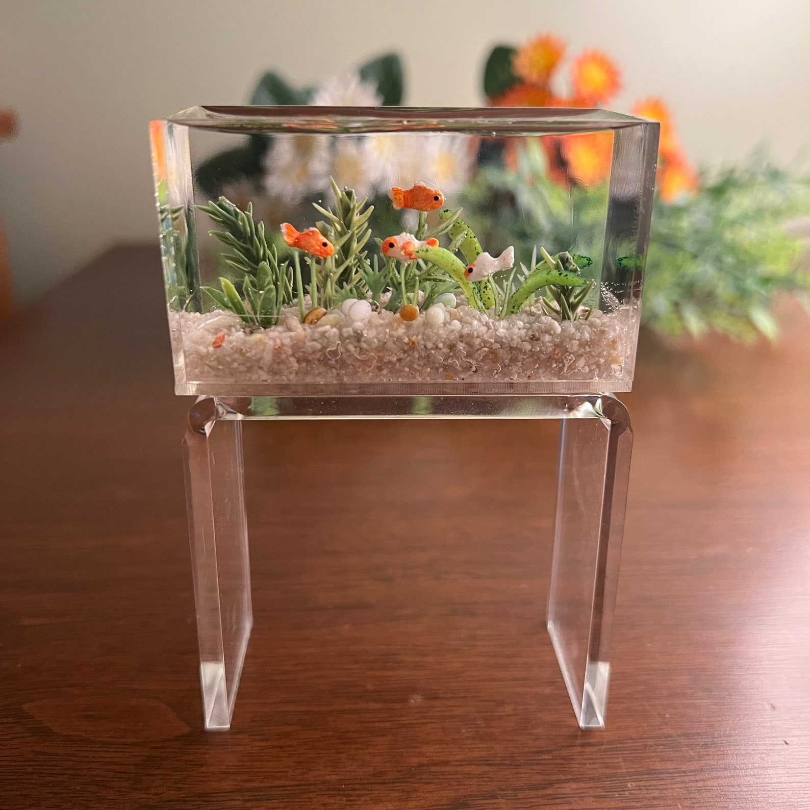 Miniature Goldfish Aquarium Larger Size Beige Gravel 1:12 - Etsy - Mini Compact Goldfish Care Aquarium