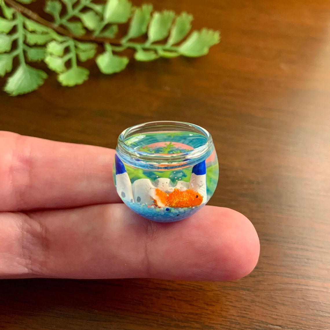 Miniature Fish Bowl Miniature Goldfish with Castle Treasure Etsy