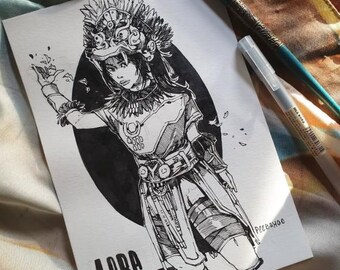 DAY 2 Original ink illustrations A5/ Grrltober 2024