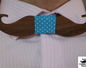 Wooden Mustache Bowtie! Great fun for wedding, party, Christmas or just cause! Look great for Him or her