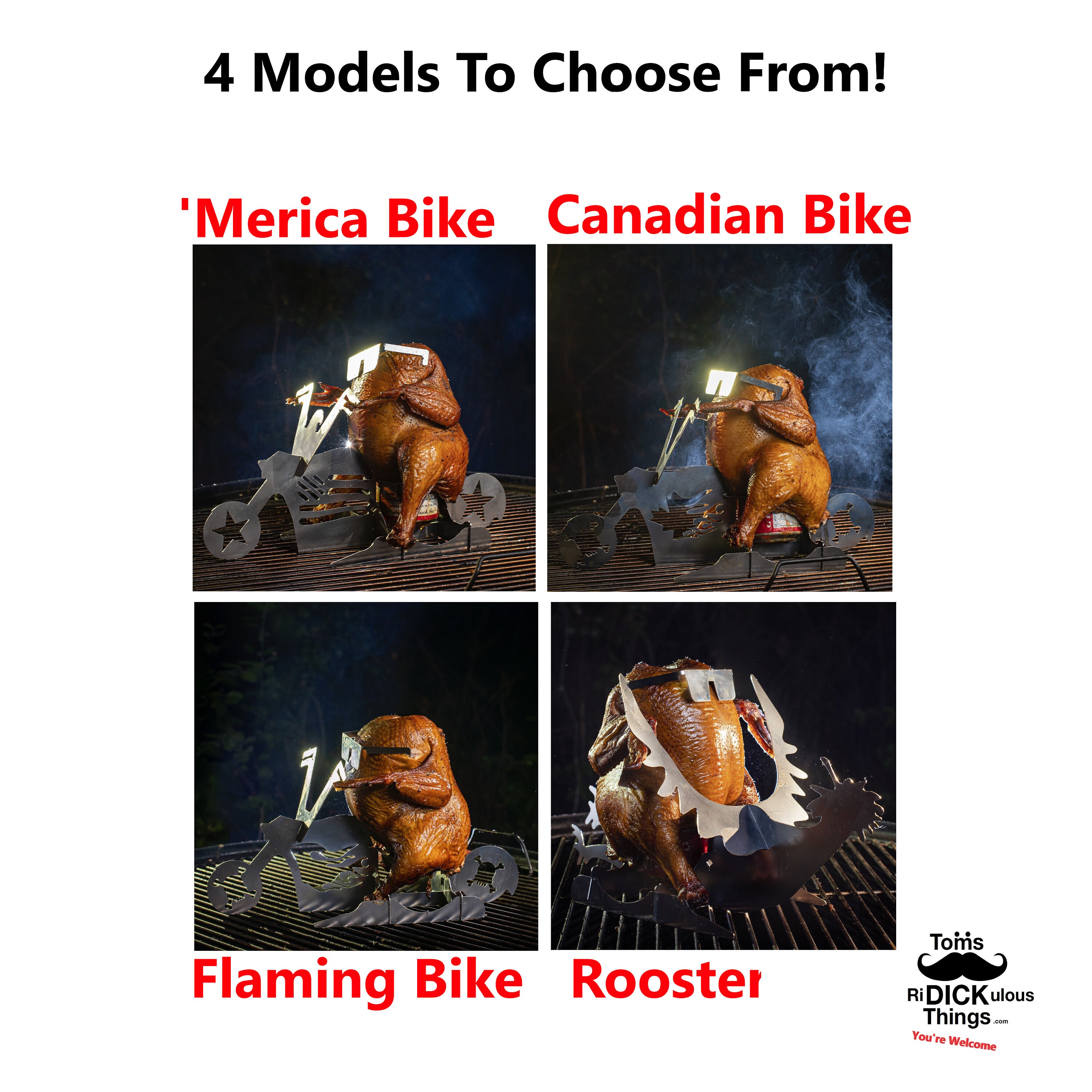 American Motorcycle Beer can chicken stand- BBQ Father' day, Grill, oven roasting, cooking utensil, portable grilling gift. Backyard party - thumbnail 4