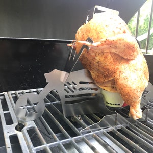 Best Father' day Gift Beer can chicken stand- American motorcycle BBQ ! Grill or oven roasting, fathers day dinner gift for Grill master fun