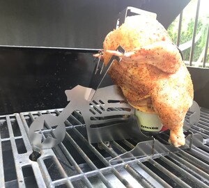 Support Poulet Bière Inox Pour Barbecue - Vertical, Avec Bac Récupérateur, Pour Grillades Jardin, Plage, Pique-nique
