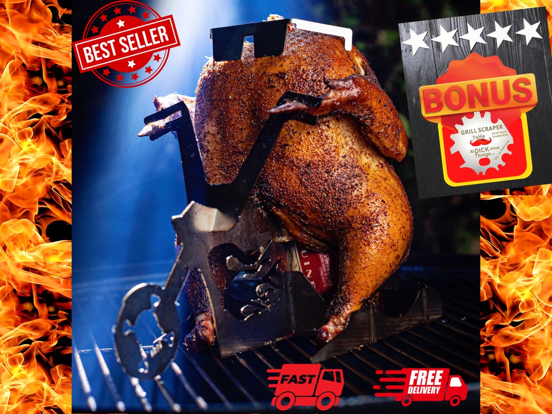 Fathers Day BBQ Chicken Stand Beer Can Chicken Holder for BBQ, Grill