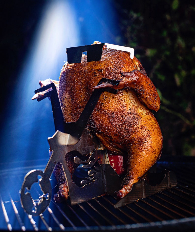 Father's day Gift Chicken stand Beer Can Chicken holder for BBQ Grill, oven Flaming bike roasting ultimate cooking tool White Elephant Gift image 2