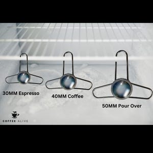 Coffee Alive extract chilling blanching toThree sizes (30mm, 40mm, 50mm) of blanching tool displayed side-by-side with size labelsol with all 3 sizes, 30mm 40mm and 50mm