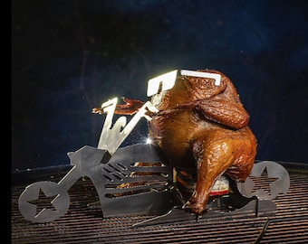 Stainless Steel American Motorcycle Beer Can Chicken Stand – Funny