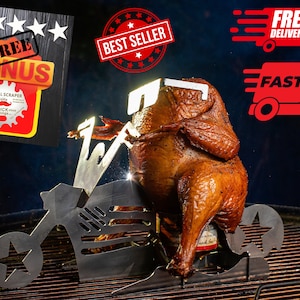 Motorcycle Beer Can Chicken Stand – Stainless Steel BBQ utensil Roaster