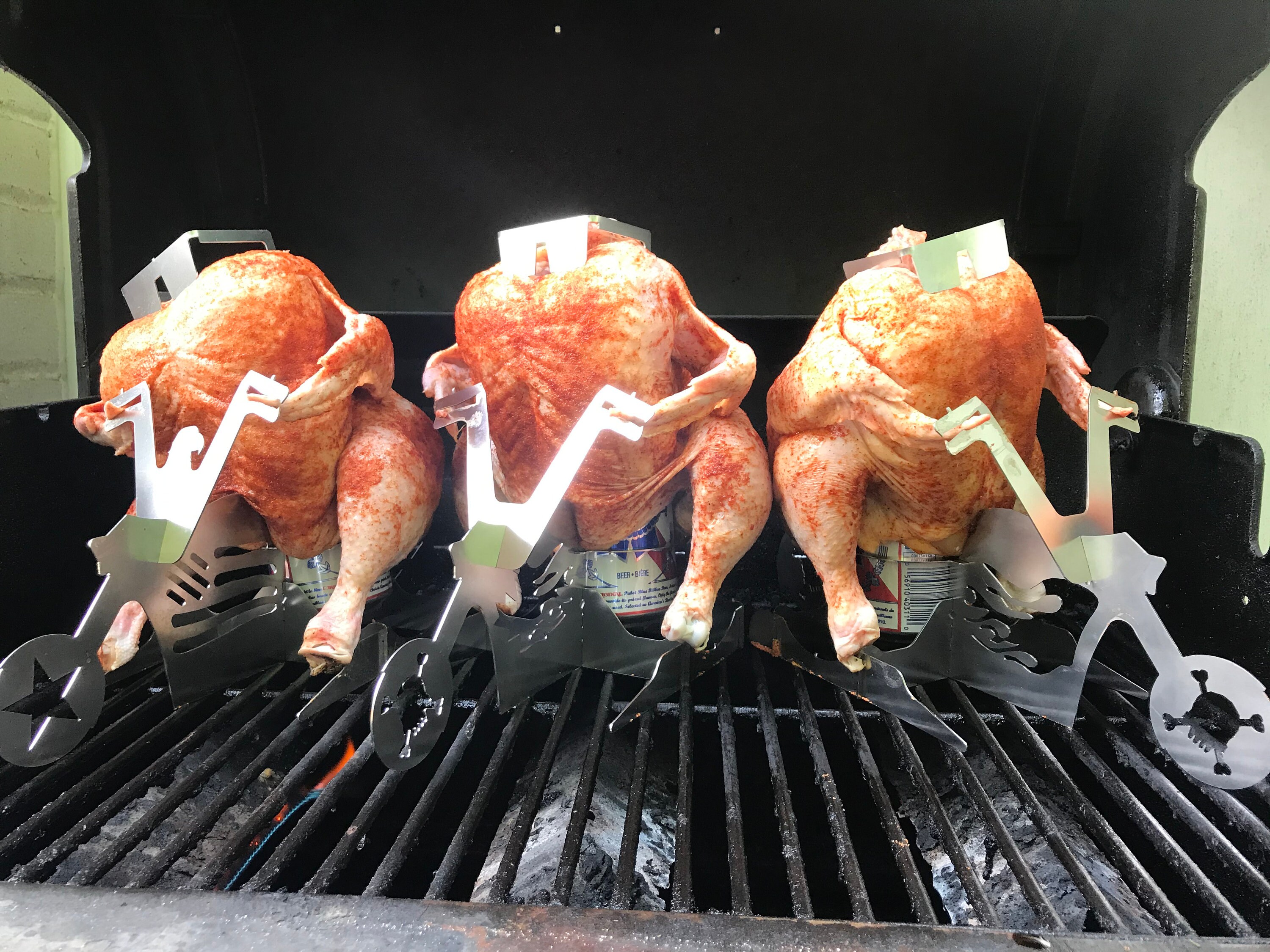 American Motorcycle Beer can chicken stand- BBQ Father' day, Grill, oven roasting, cooking utensil, portable grilling gift. Backyard party - thumbnail 7