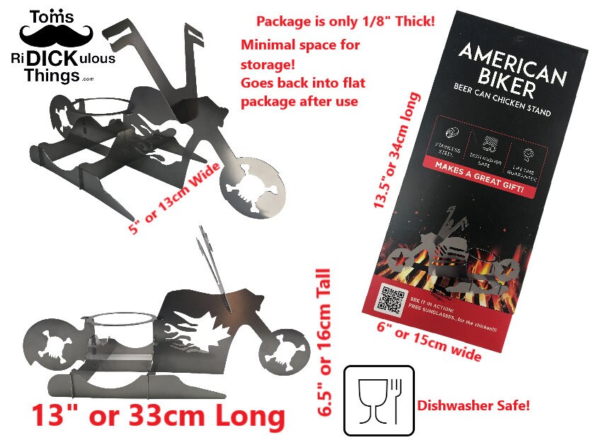 American Motorcycle Beer can chicken stand- BBQ Father' day, Grill, oven roasting, cooking utensil, portable grilling gift. Backyard party - thumbnail 9