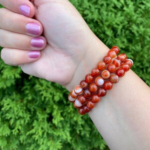 ONE Carnelian Bracelet, Carnelian, Carnelian Crystal, Beaded Bracelet, Bracelet, Carnelian Jewellery, Jewellery, 8 mm