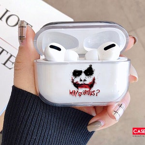 Joker&#39;s face and &#39;Why so serious?&#39; lettering AirPods case the dark knight joker&#39;s face airpod joker airpod pro smile air pods why so serious