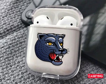 Black panther AirPods case cartoony MK DESIGNER cartoony style Black gift men Black panther AIRPOD panther air pod case animal AirPods case