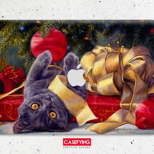 Cat and Christmas tree MacBook cover macbook air m1 macbook air m2 macbook 2021 case christmas case macbook cat case funny cat case