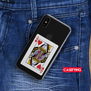 Cartes à jouer reine de coeur, impression pour coeur pixel 4 étui queen s9 étui créatif m31 étui pour cartes à jouer iphone reine de coeur